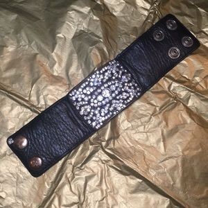 🚫Donated🚫 Rhinestone Black Bonded Leather Cuff